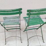 Paire de chaises de bistrot jardin pliable ancienne