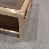 Vintage coffee table in smoked glass and brass 1970