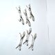 Set of 6 animal-shaped knife rests, modernist horse design in silver-plated metal, equestrian.