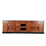 Grand comptoir d’apothicaire Art déco antique en acajou et comptoir de pharmacie en marbre noir, 1909