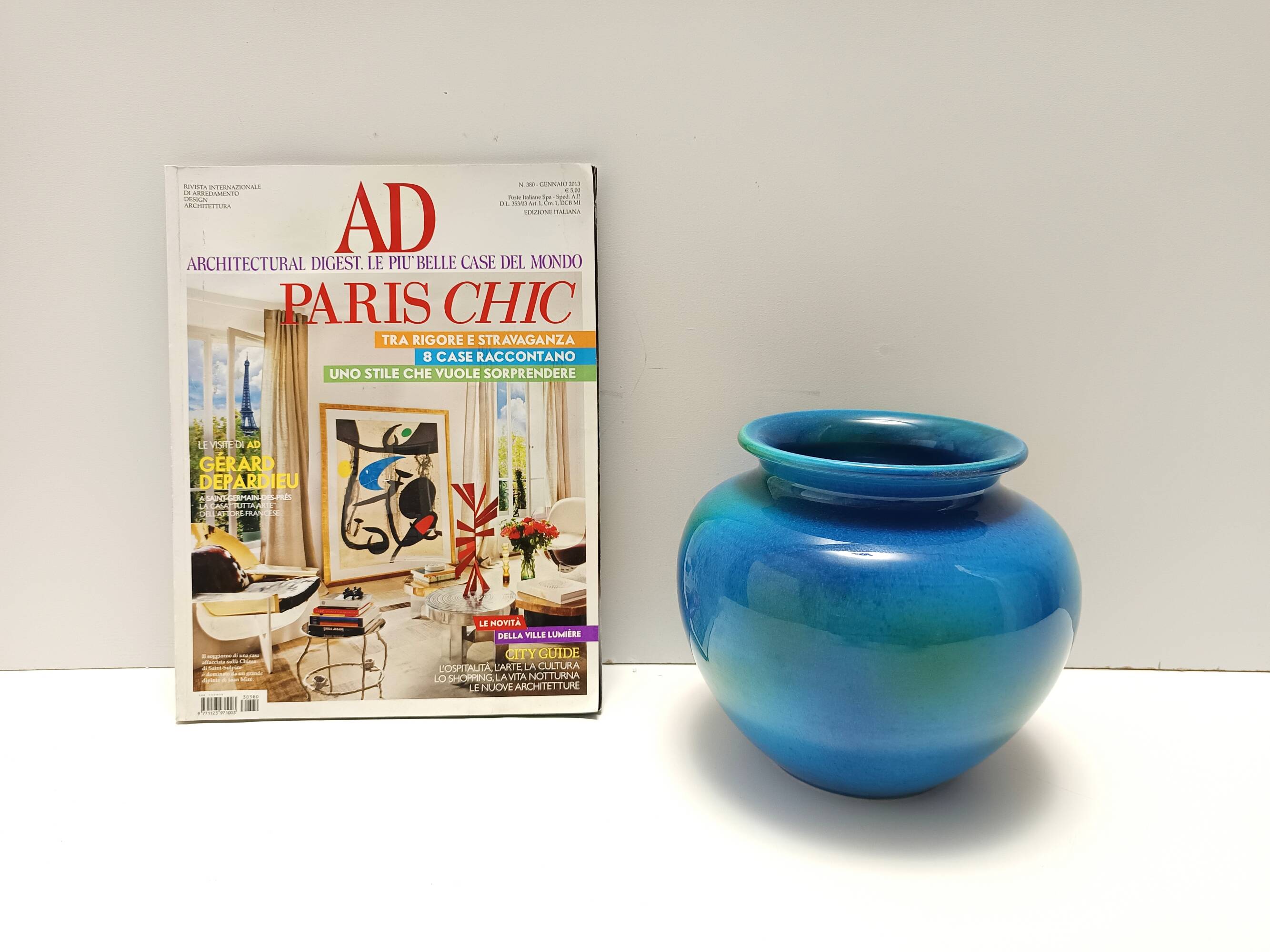 Rimini Blue Ceramic Vase by Aldo Londi for Bitossi and Italica Ars, Italy