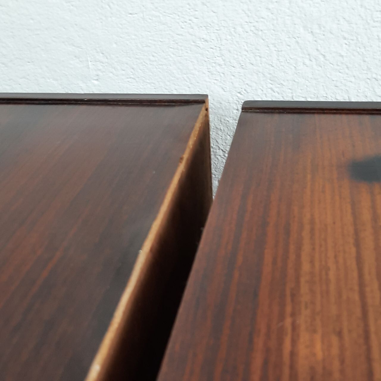 Dresser / chest of drawers and bedside tables - 1960s - faux leather brass