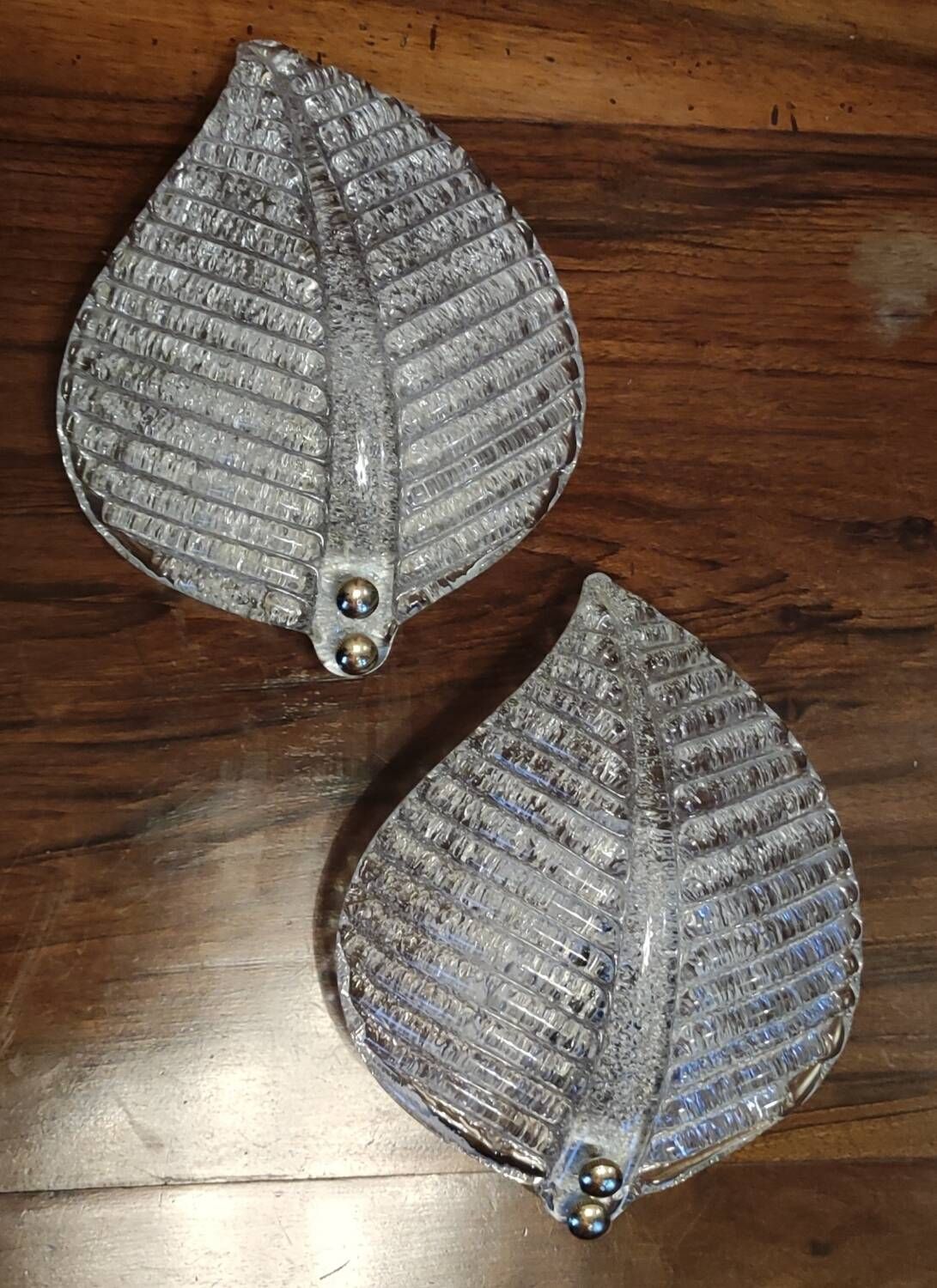 Pair of vintage Barovier and Toso Murano glass leaf wall lights