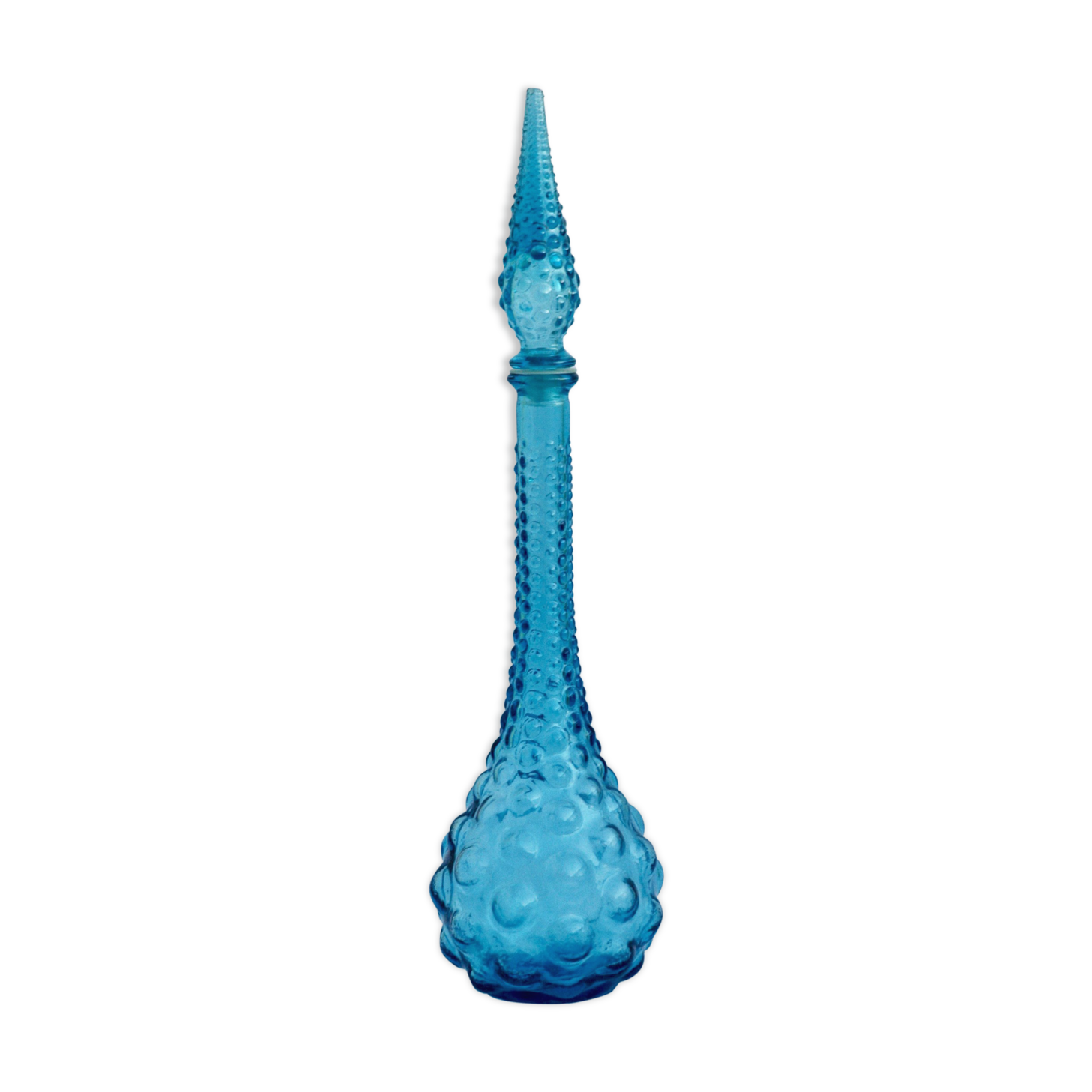 1960s turquoise blue glass bottle