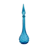 Bouteille en verre bleu turquoise des années 60