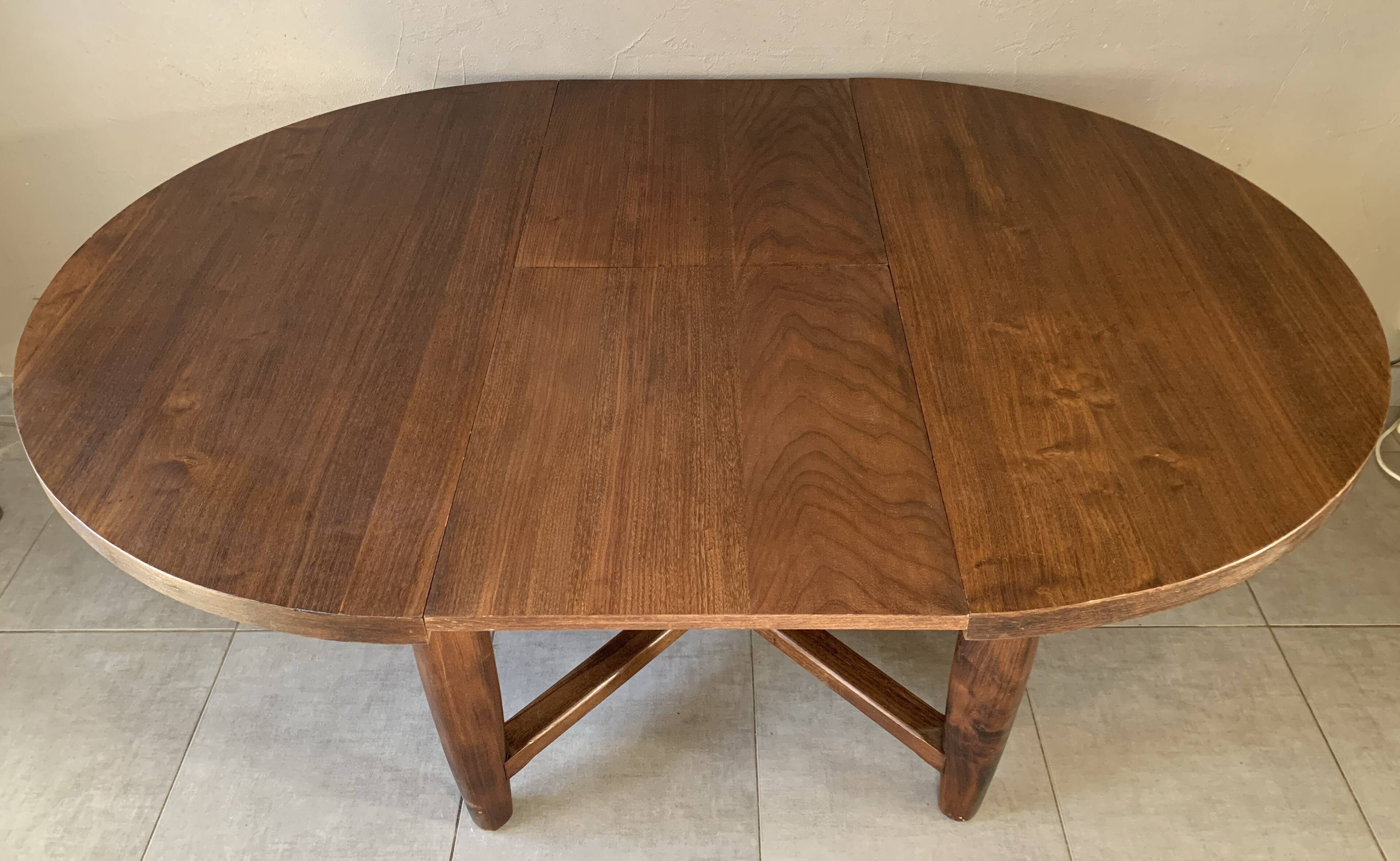 Vintage extendable wooden table from the 50s with independent extension