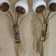 Mid-Century French Brass Sconces • Bullrush Design • Opaque Glass Shades