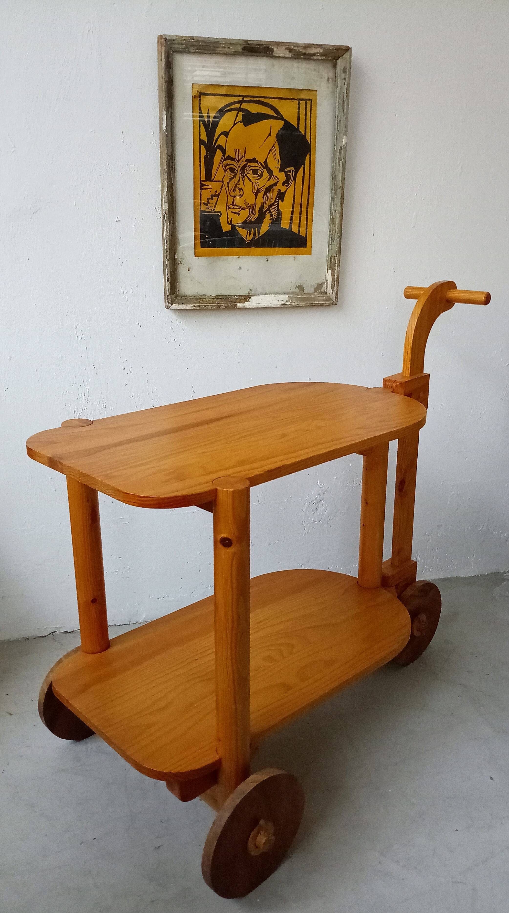 Swedish bar cart in pine from the 70s