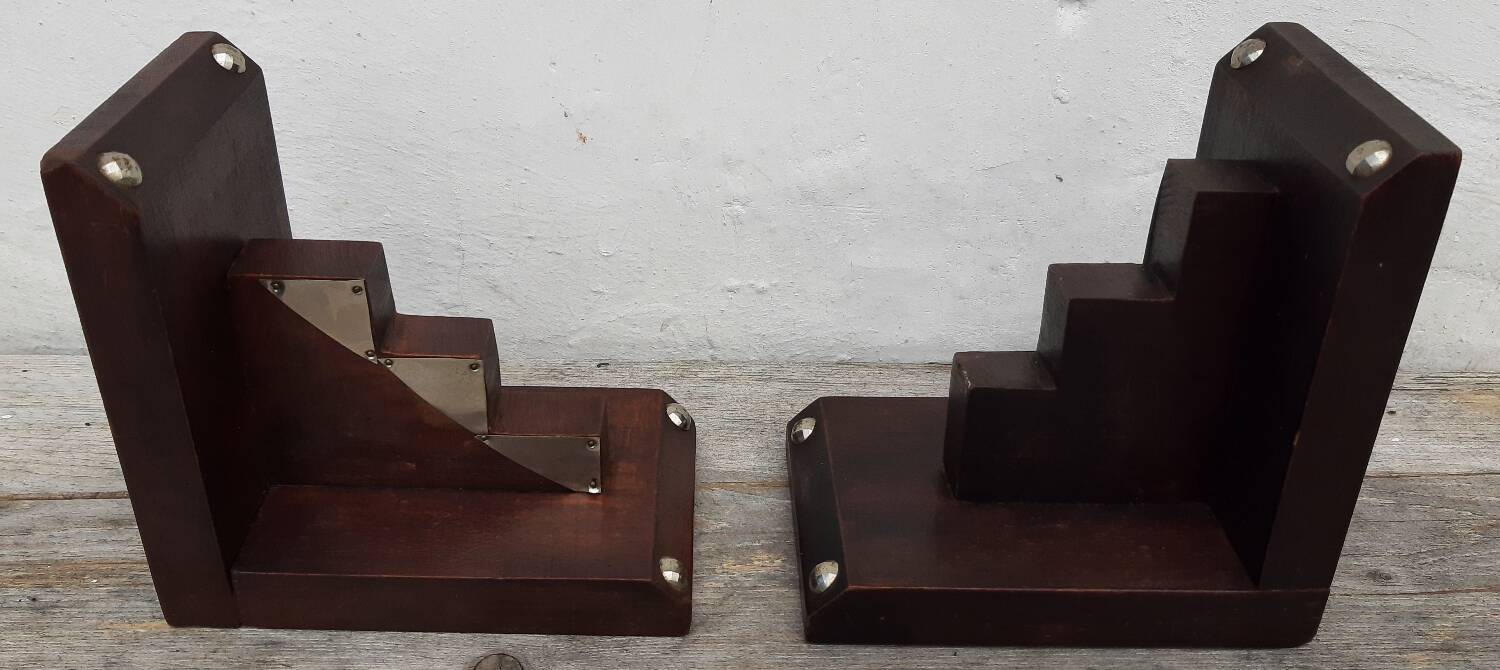 Paire de serre-livres en bois (art-déco)