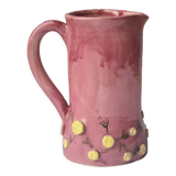 Glazed terracotta pitcher with mimosa decoration