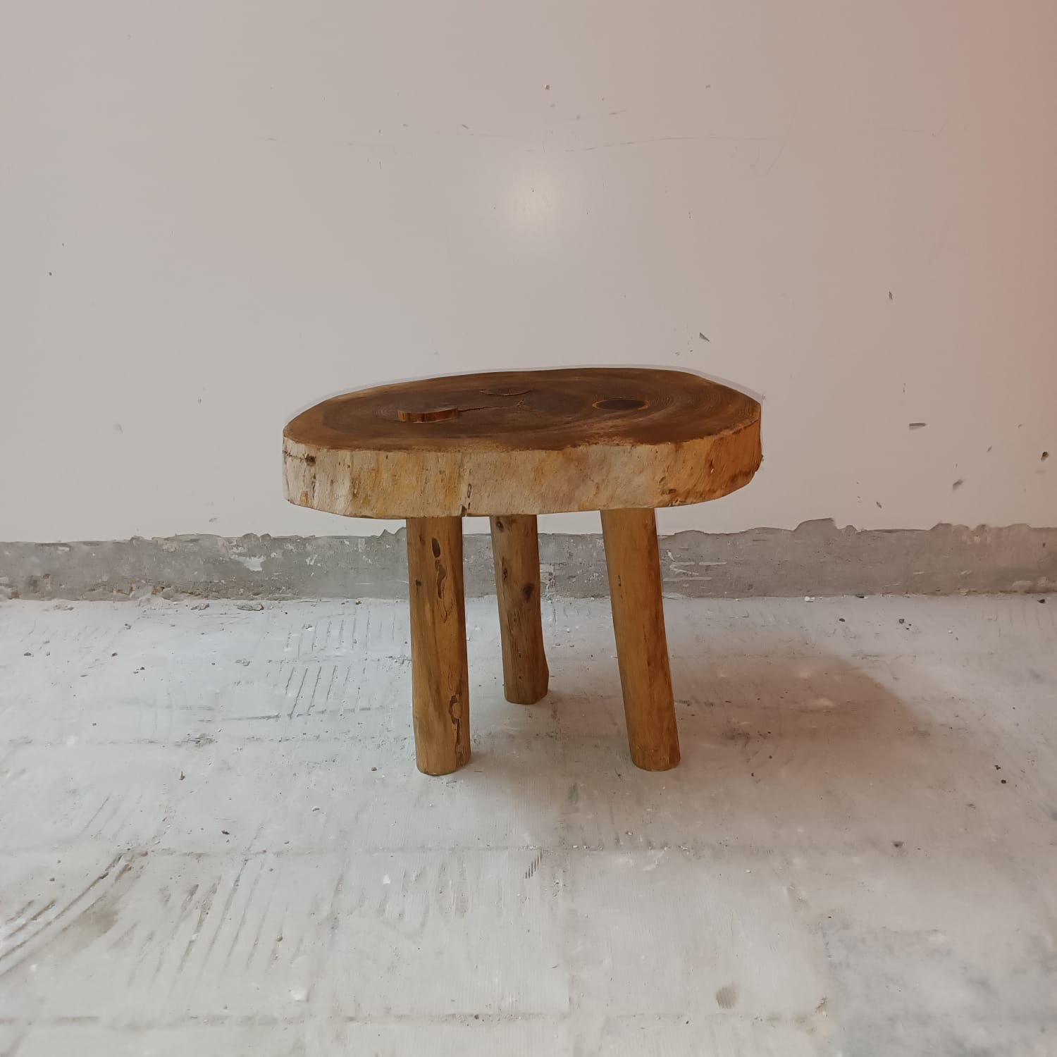 Brutalist solid wood stool