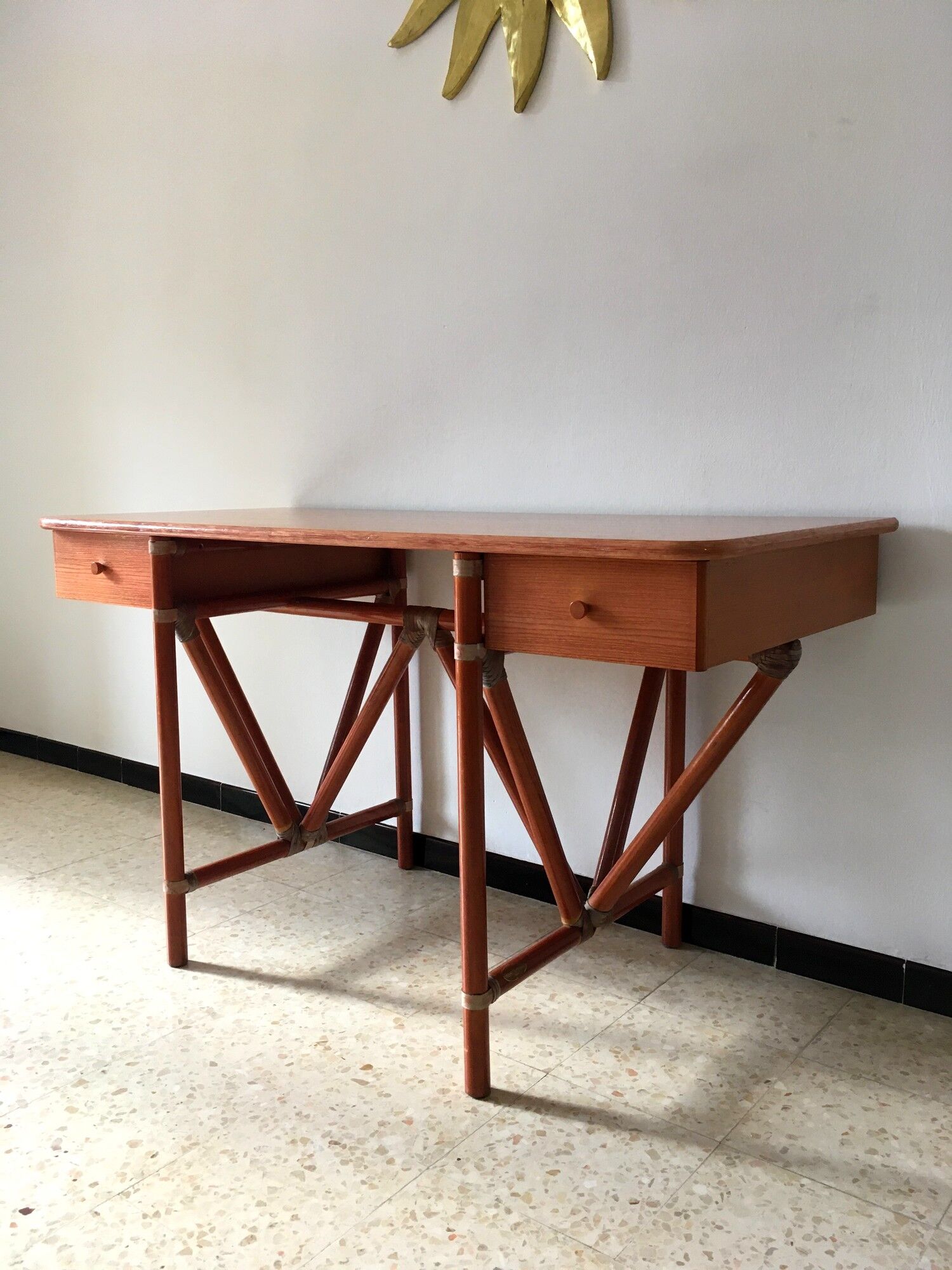 Italian office Roberti Rattan vintage 80s