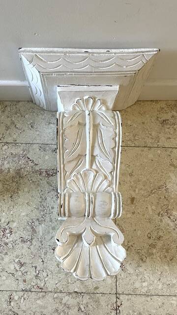 White Patinated Wall Console Shelf