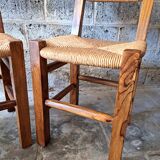 6 chaises en noyer et paillées