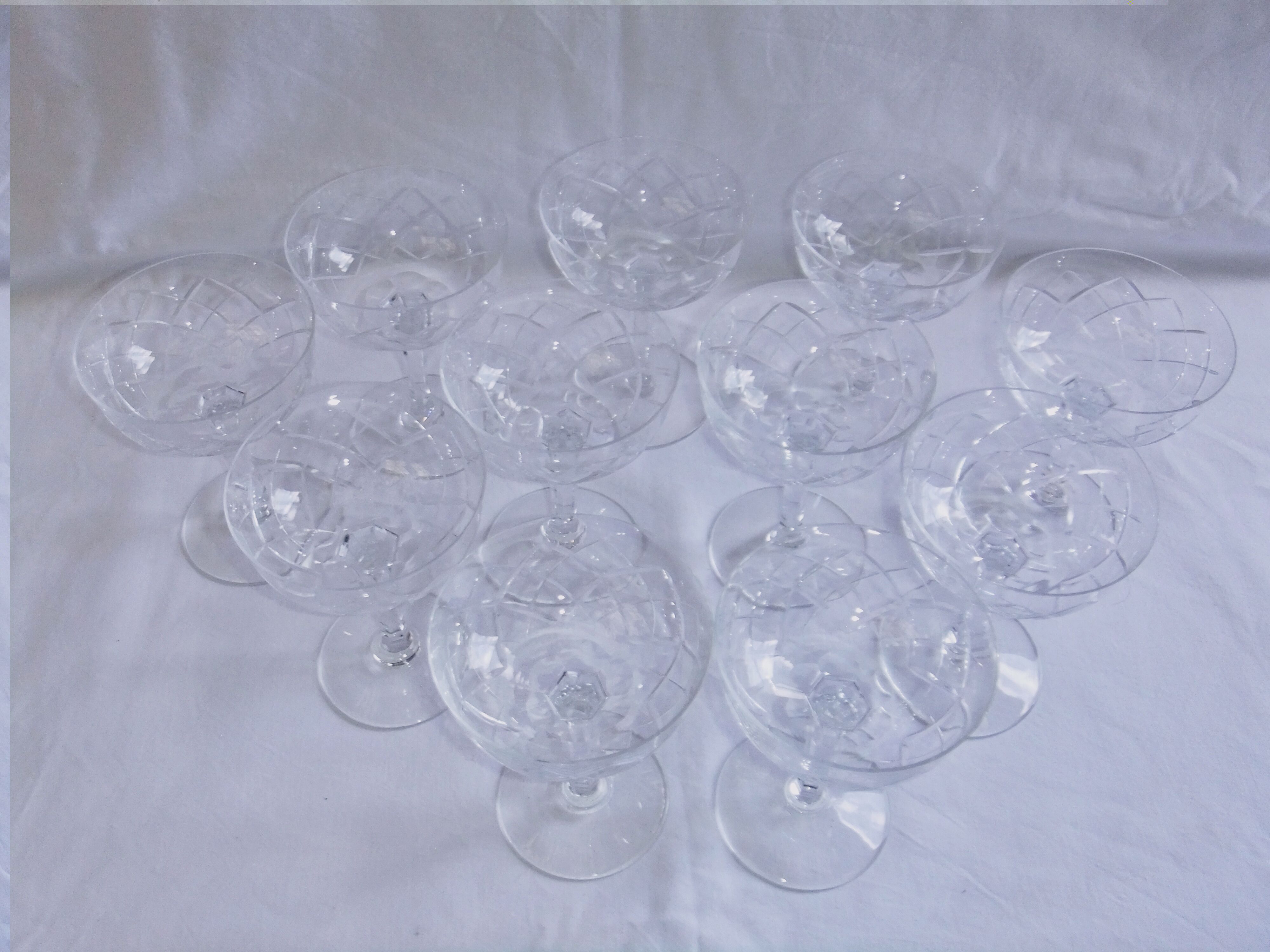Service Champagne glass cut crystal lot of 11 stemmed glass