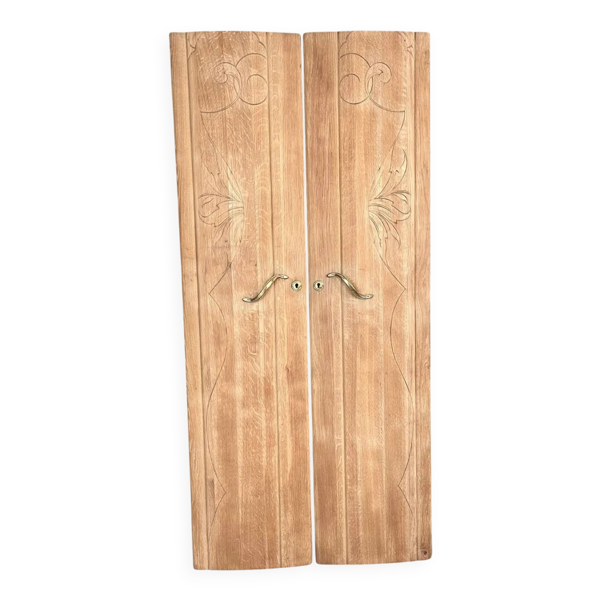 Two Art Deco solid oak wardrobe doors Solweig & Abigaël screen