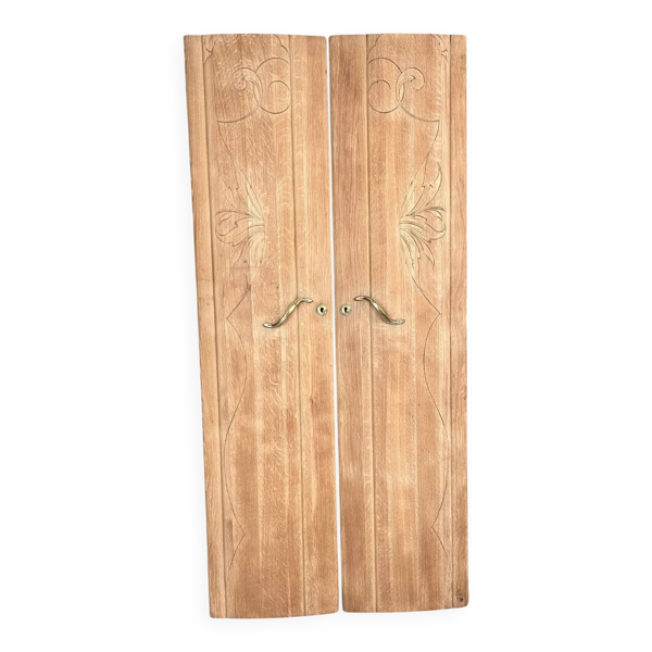 Duo portes d'armoire Art Déco bois massif chêne Solweig & Abigaël paravent