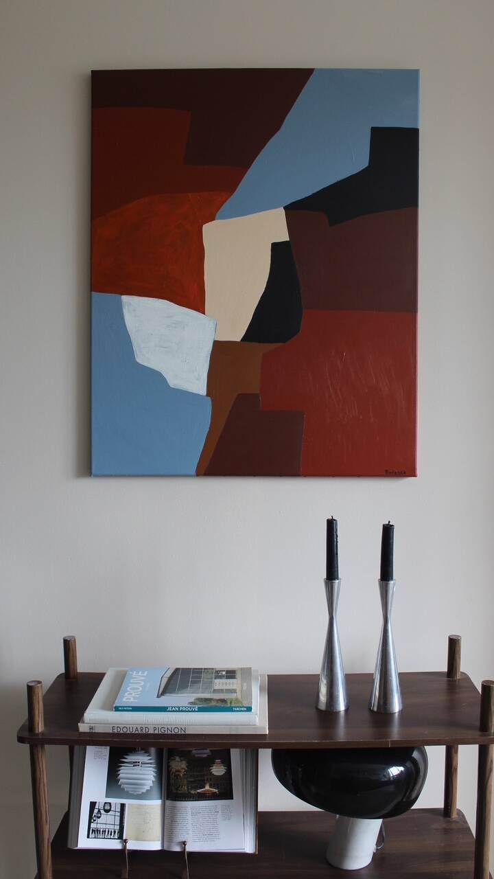 Stretched canvas painting "Fragments of Balance" signed Bodasca