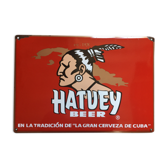 Ancient enamelled plaque "Hatuey Beer Grand cerveza de Cuba" 36x52cm