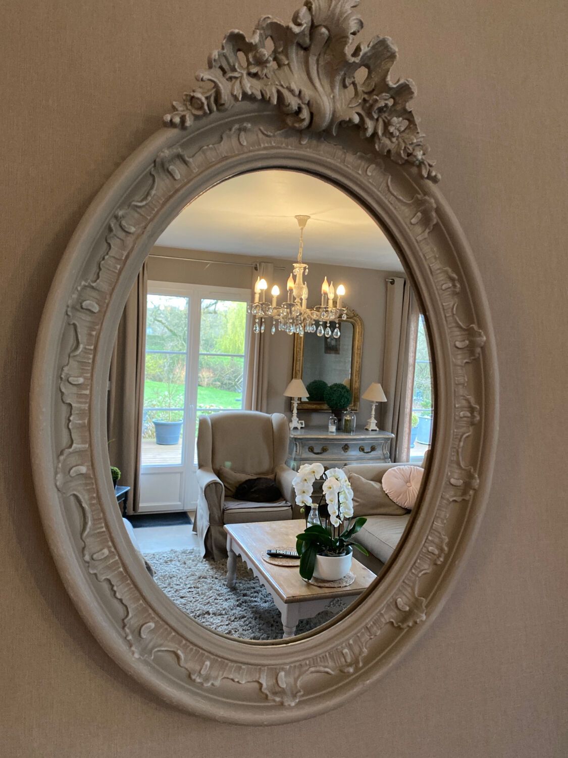 Old mirror patinated chic countryside