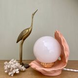 Vintage pink ceramic shell lamp