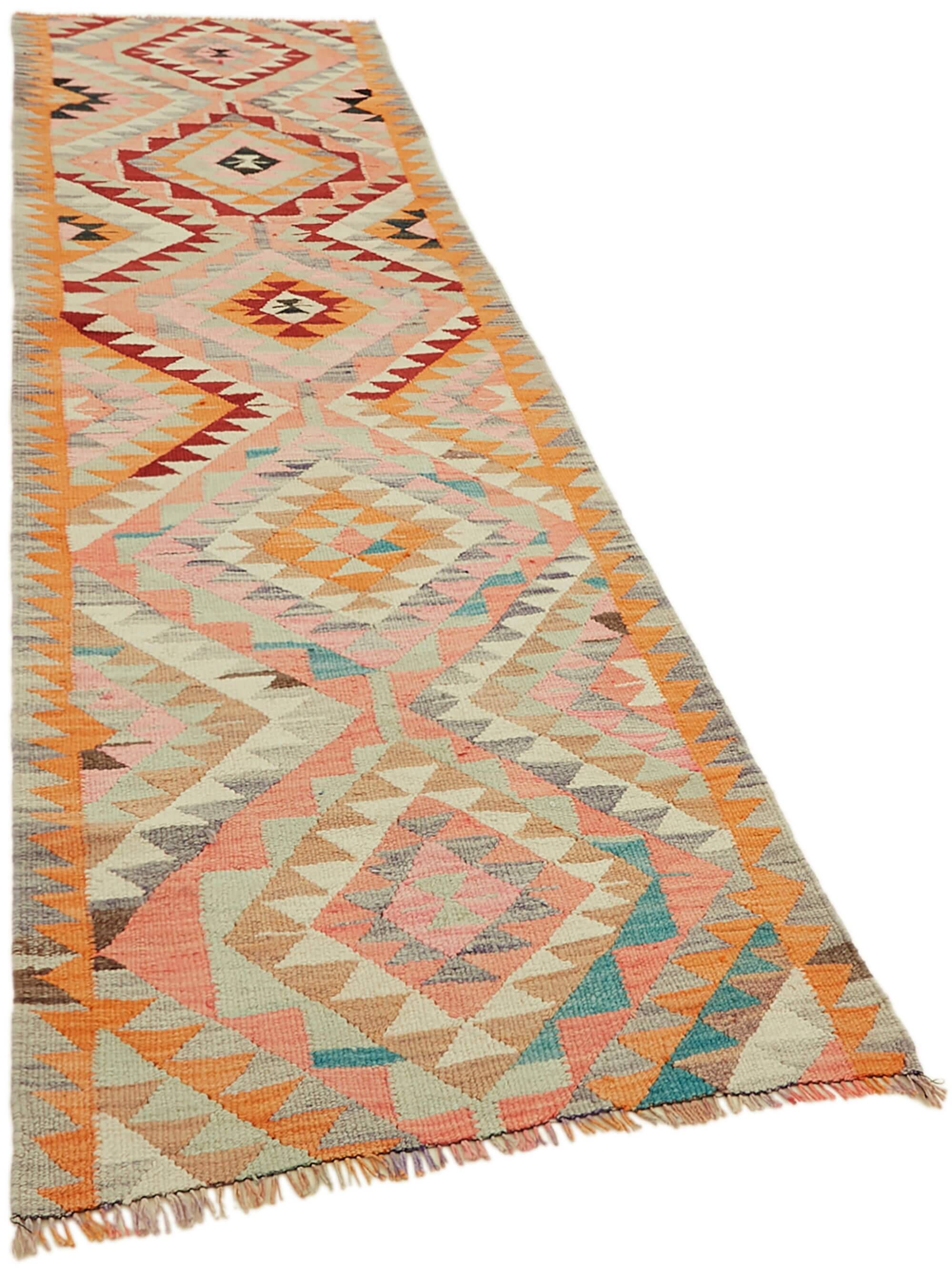 Turkish Handwoven Vintage Herki Kilim 90 cm x 322 cm