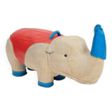 Vintage rhino therapeutic toy by Renate Müller for H. Josef Leven, Sonneberg, 1960s