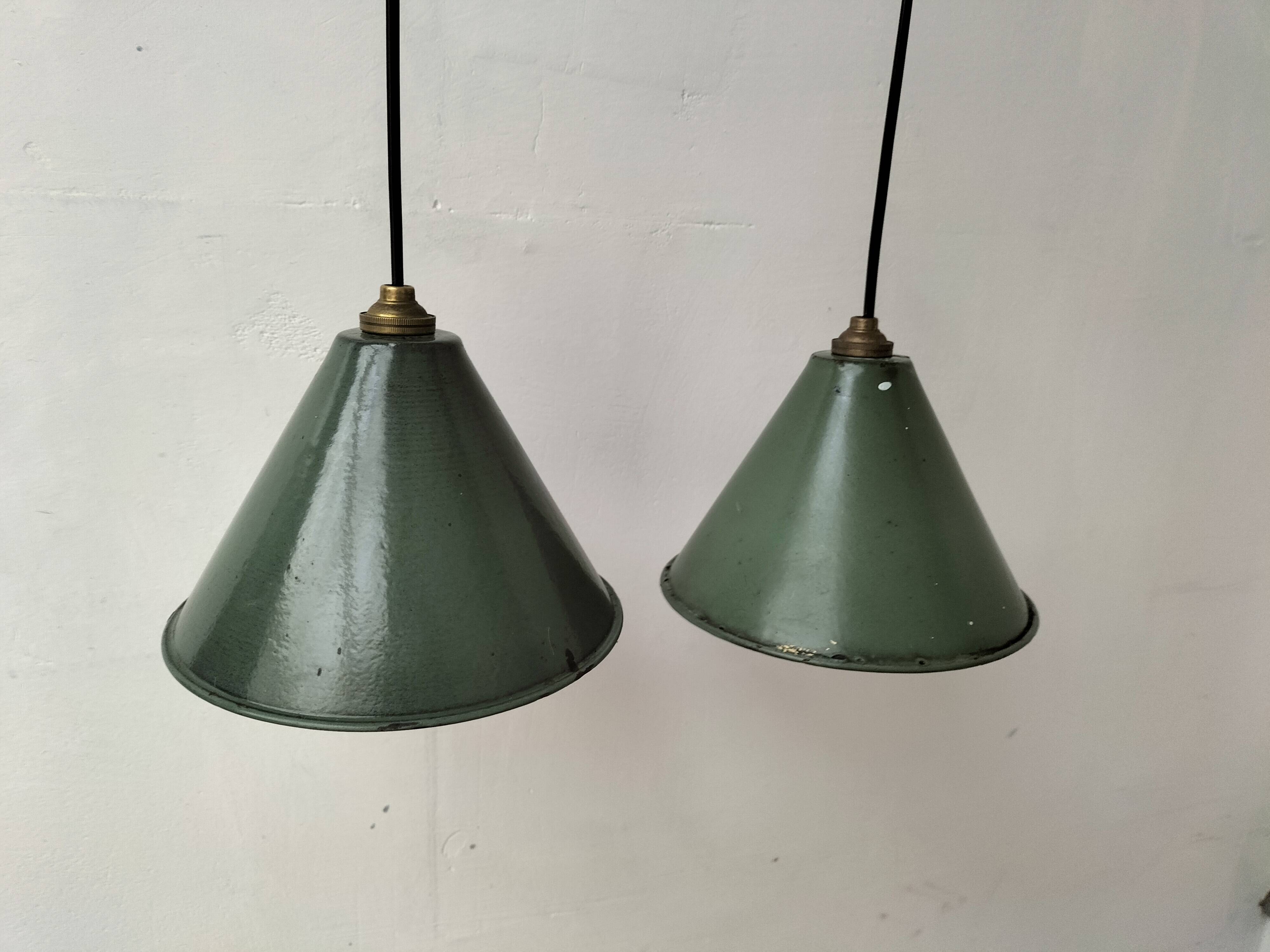 Enamelled sheet metal cone pendants