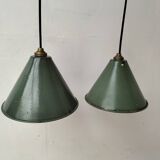 Enamelled sheet metal cone pendants