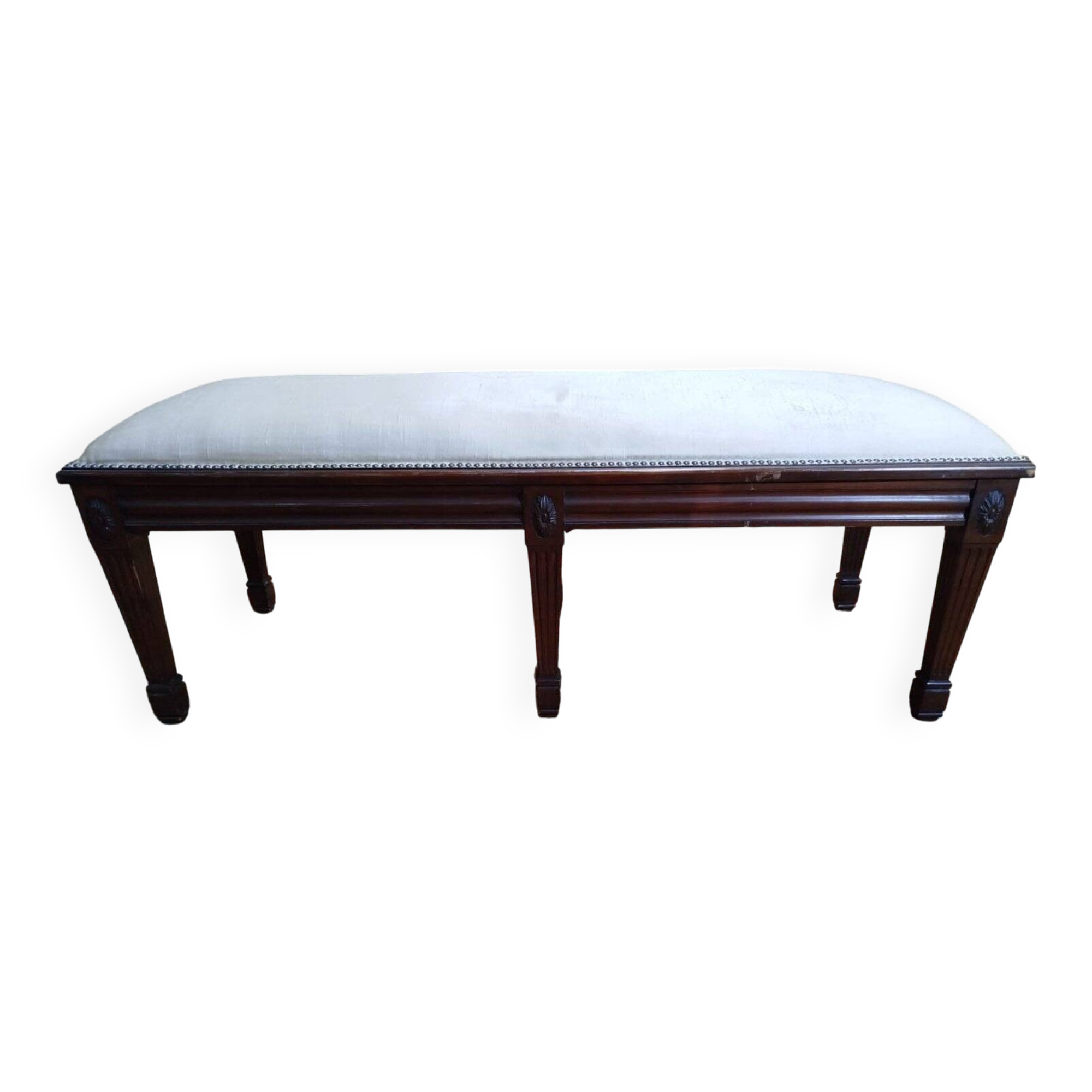 Ban - Banquette de piano à 6 pieds en tissu de style Louis XVI