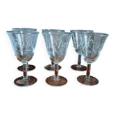 6 Luminarc foliage wine glasses from the 60s, new