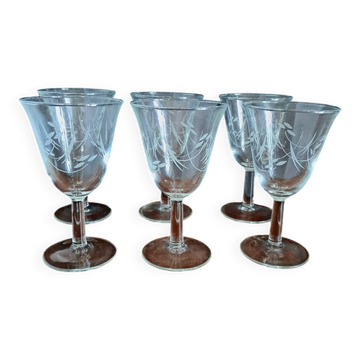 6 verres à vin feuillage luminarc années 60 neufs