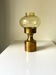 Danish design 1960 hurricane candleholder in brass and amber colored glass