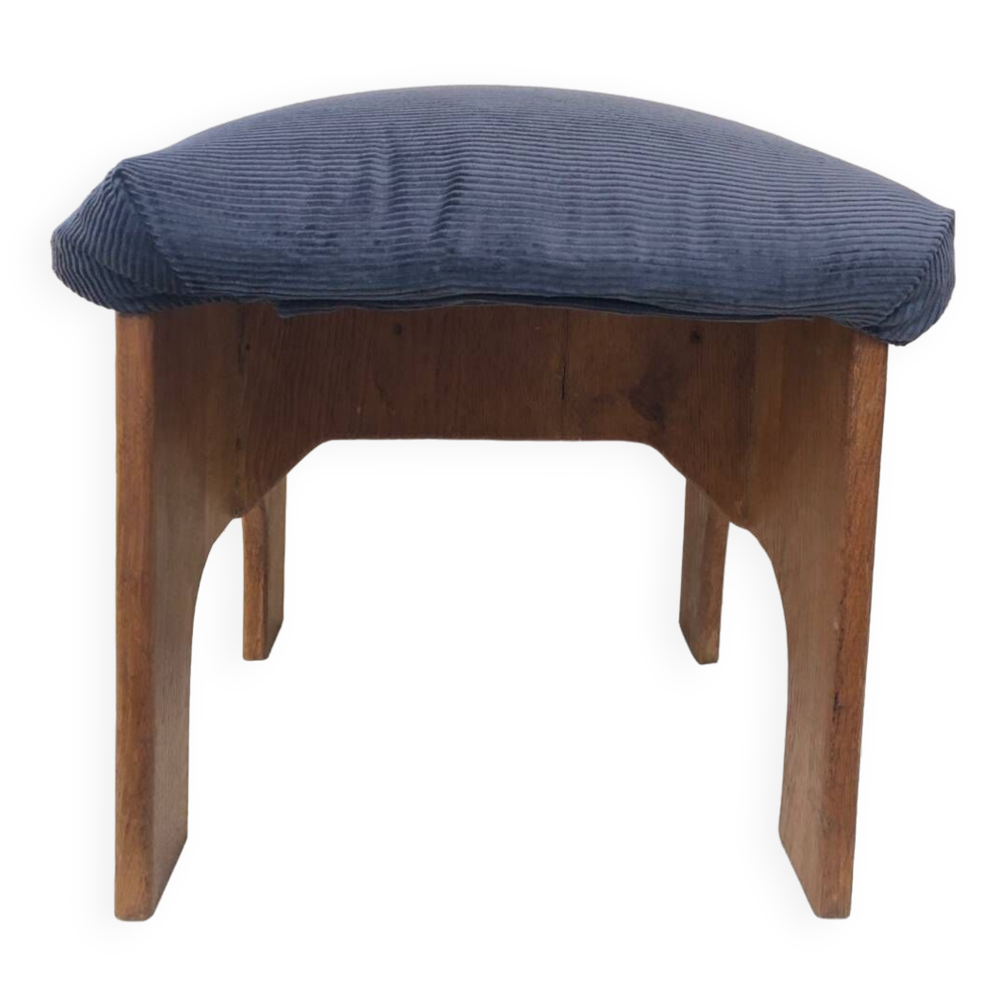 Brutalist velvet stool, 1970