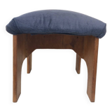 Brutalist velvet stool, 1970