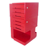 Vintage Italian Red Plastic Storage Trolley By Giovanni Pelis For Stile Neolt Italy