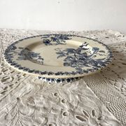 Plat , compotier terre de fer Bordeaux , clématites