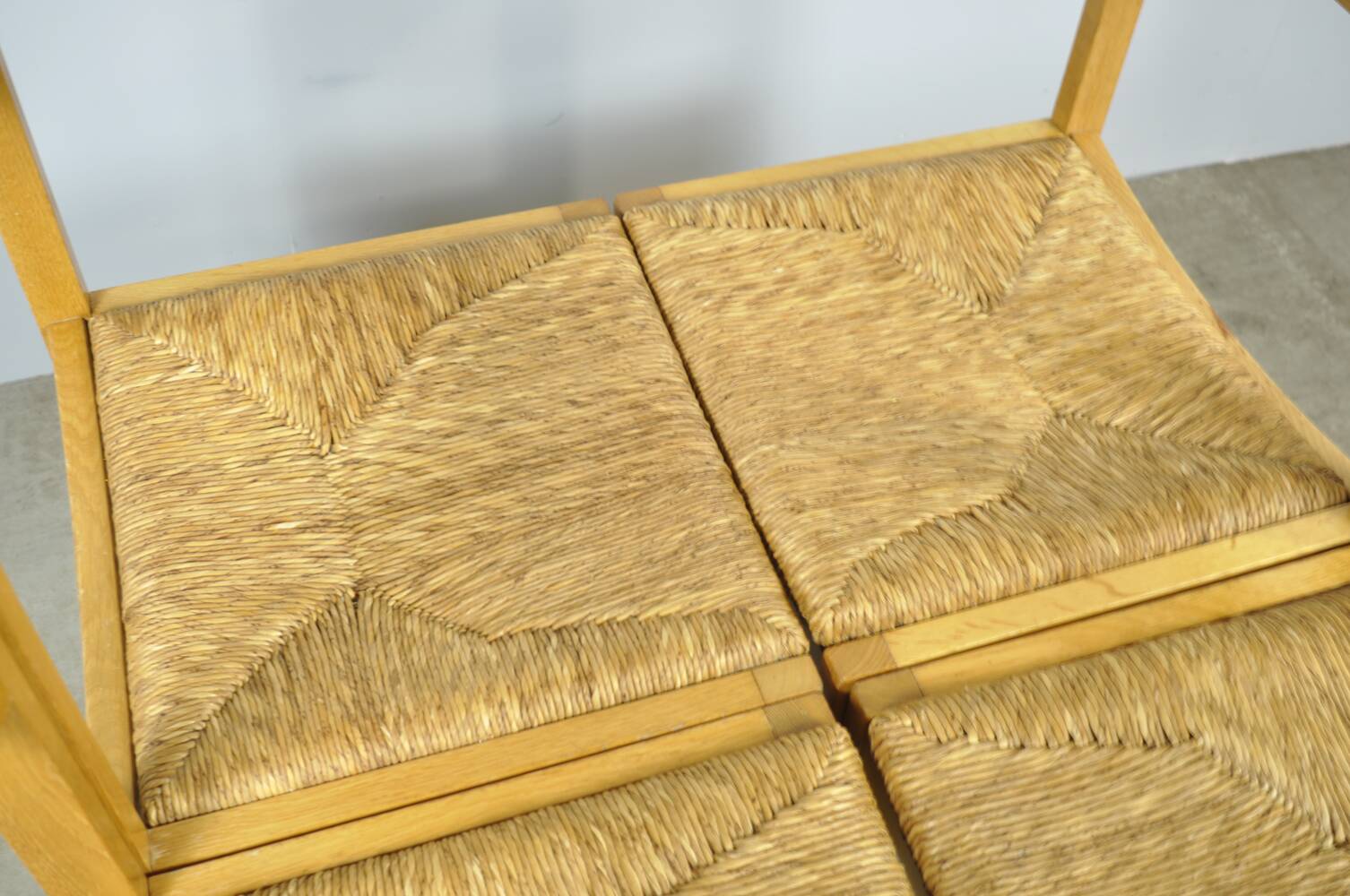 Chaises de salle à manger vintage en chêne et osier dutch design, gerard geytenbeek, années 1960