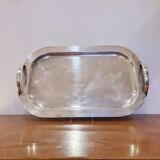 Lino Sabattini, large rectangular tray in silver metal from the 70s