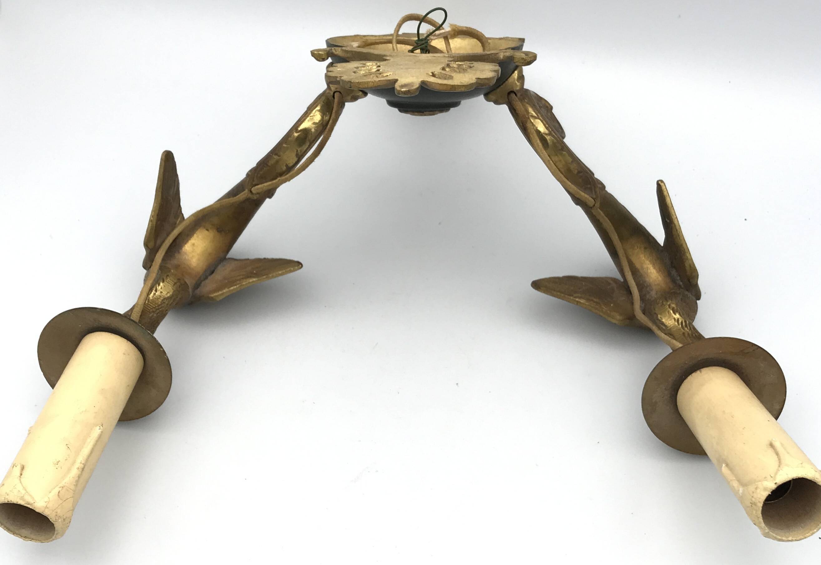 Ancienne applique murale en bronze bras à décor de cygnes et palmettes style empire