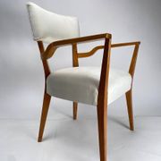 Set of Mid-Century Organic Armchairs in Velvet and Wood in the style of Gio Ponti Style, 1950s