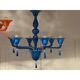 Glass Chandelier in Blue Lattimo Color