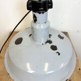 Large Industrial Midcentury Grey Enamel Factory Lamp, 1950s