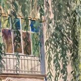 Watercolor landscape signed and dated 1973