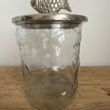 Glass jar pattern fish lid metal