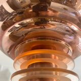 Vintage modernist chandelier, copper and glass, France 1930