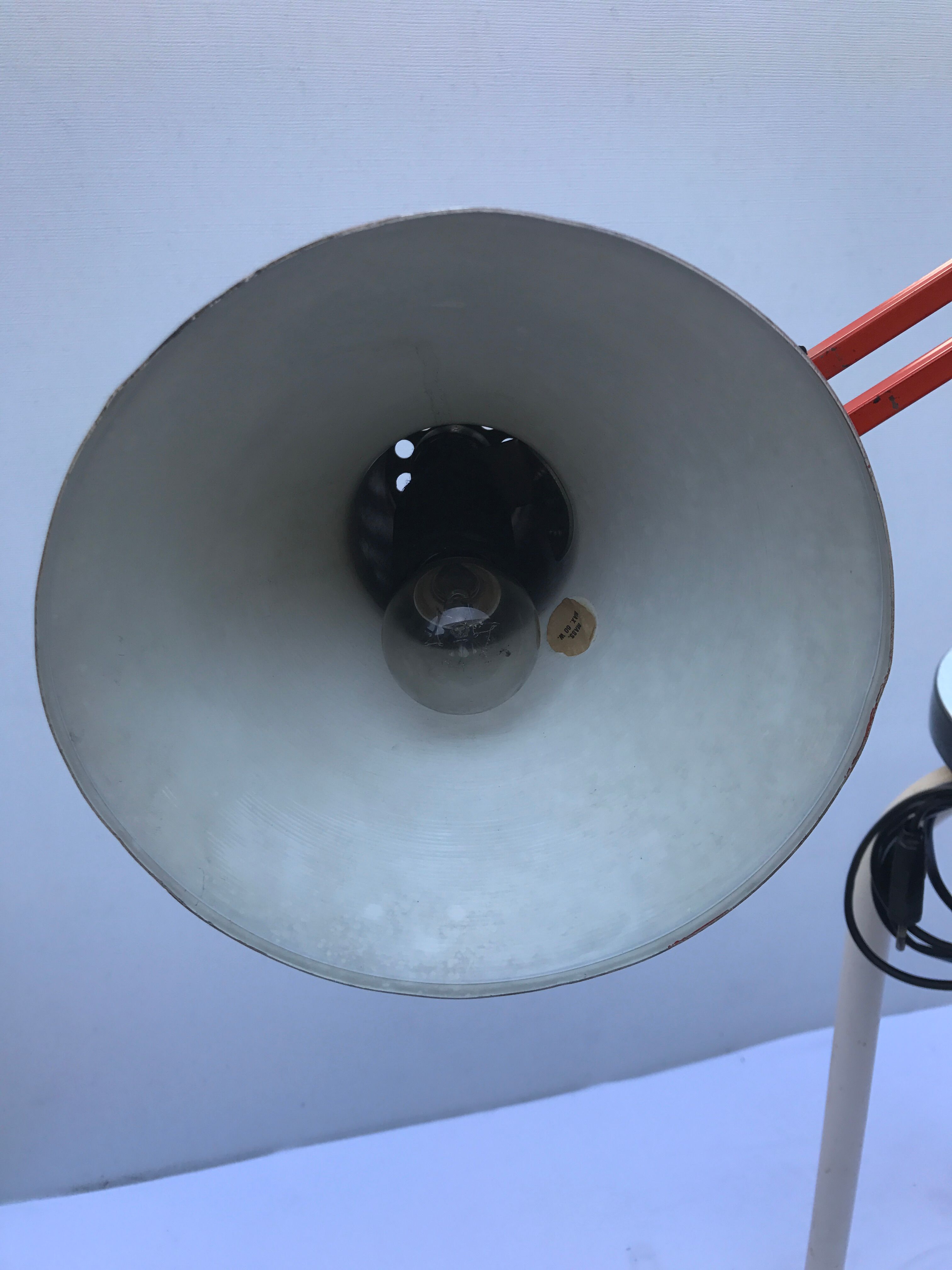 Architect articulated metal globe orange vintage 50s desk lamp