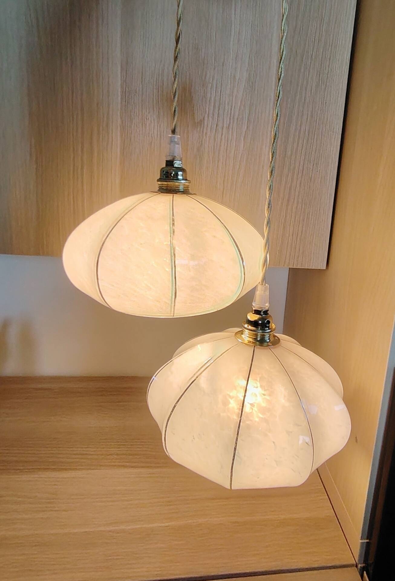 Duo de suspensions en Verre de Clichy rose