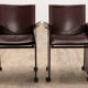 Tito Agnoli for Matteo Grassi leather dining table and six chairs