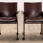 Tito Agnoli for Matteo Grassi leather dining table and six chairs